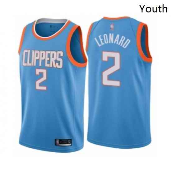 Youth Los Angeles Clippers 2 Kawhi Leonard Swingman Blue Basketball Jersey City Edition